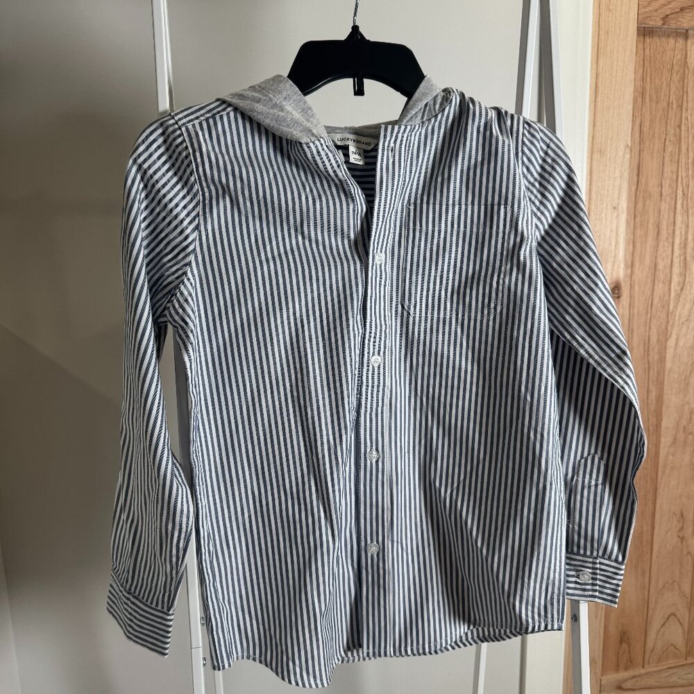 Lucky Casual Button Up Shirt with Soft Hood